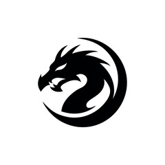 Minimalist dragon logo modern gaming fierce fantasy design Vector illustration