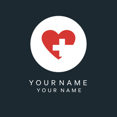 Obraz premium Heart and Cross Medical Logo Design Symbol of Health and Care in a Circular Emblem