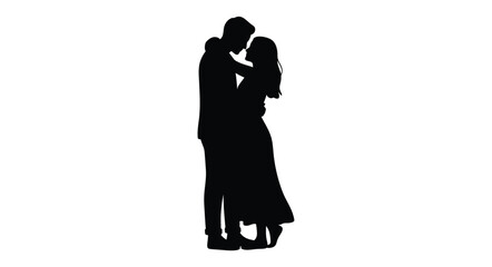 Romantic couple silhouette embracing tenderly wedding bride groom togetherness love romantic moment