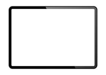 A clean tablet mockup with a blank touchscreen display on a transparent background.