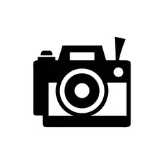 Minimalist retro camera logo vintage photography studio Vector illustration