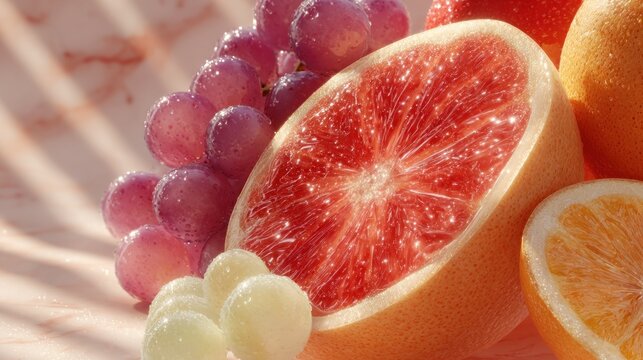 Sparkling Freshness: A Vibrant Display of Grapefruit and Juicy Citrus Fruits