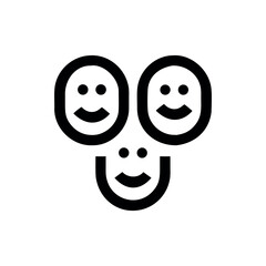 Obraz premium Minimalist three happy faces logo friendly modern brand Vector illustration