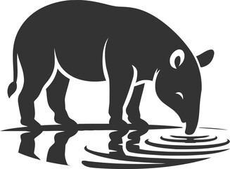 Tapir animal vector black silhouette illustration