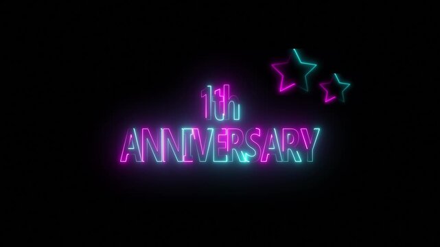 Happy 1th Anniversary Celebration on Black Background, important date, Alpha Channel. Great for greetings, celebrations, events, and gifts.
