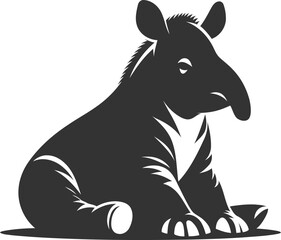 Tapir animal vector black silhouette illustration
