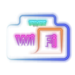 neon illustration of wifi signal on black background, blue and pink glowing lines. wireless Wi-Fi signal.