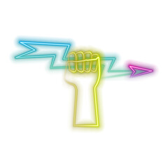Neon lightning symbol. 3D. Holographic signal thunder. Symbol of energy, danger. Minimalist electrical discharge. Stock vector illustration.neon lightning.