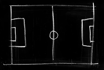 Obraz na płótnie Canvas Blank football or soccer field, game strategy plan on blackboard, texture 
