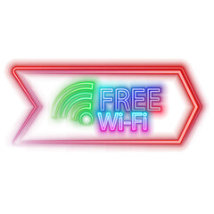 Vibrant pink and blue neon wifi icon.neon free wifi. Technology symbol in vibrant colors isolated on a black background.