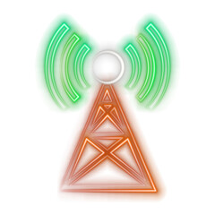 Wifi blocked signal icon. neon style. WiFi password symbol. Wireless network icon. Free Wi-Fi zone. neon.. Vector illustration