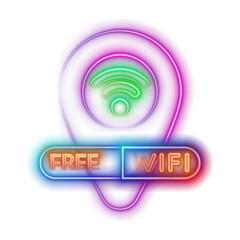 without internet connection. neon style. Wi-Fi symbol. Glowing neon blue Wi-Fi sign. Modern element, technology and digital internet connection.