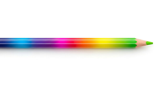 Rainbow colored pencil isolated on white background vibrant spectrum, artistic tool, and creative expression drawing, sketching, and coloring for art and design