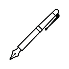 Simple black and white illustration of a classic fountain pen design