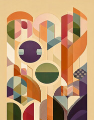 Retro terracotta geometric vector minimal poster. Trendy simple background. 