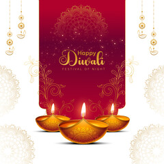 Indian festival of lights Happy Diwali, holiday Background, Diwali celebration greeting card, abstract vector illustration design.