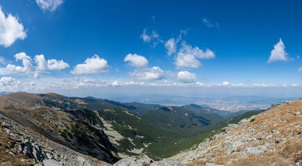 View from the top near Belmeken Peak in Rila Mountain, Bulgaria
