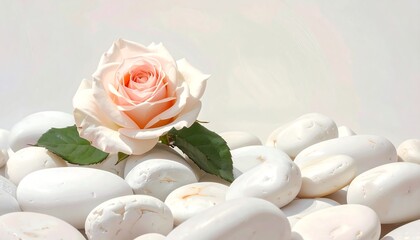 Beautiful Rose Flower on White Stones: Nature, Beauty, and Serenity