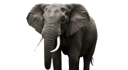 Majestic elephant isolated on white background, full body wildlife portrait showcasing the beauty, power, and grace of this giant animal. Perfect for nature, zoo, and wildlife conservation concepts.