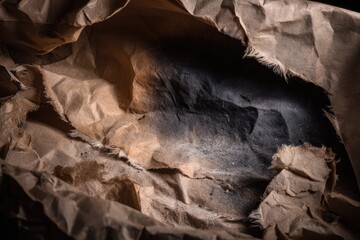 Abstract Brown Crumpled Paper Texture with Light and Shadow