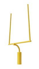 Golden american football goal post uprights and crossbar with a yellow base isolated on transparent background