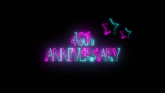 Happy 46th Anniversary Celebration on Black Background, important date, Alpha Channel. Great for greetings, celebrations, events, and gifts.