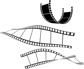 Fototapeta premium Film Strip Vector Illustration – Curved Movie Tape Design for Cinema, Video, and Media Projects