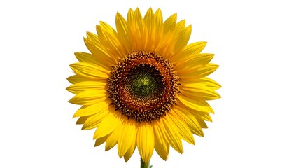 Obraz premium Close-up of a vibrant sunflower on a white background, beauty of nature