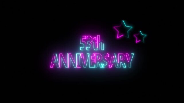Happy 53th Anniversary Celebration on Black Background, important date, Alpha Channel. Great for greetings, celebrations, events, and gifts.