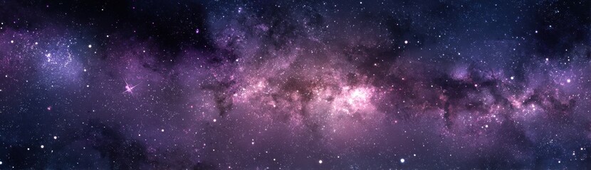 Naklejka premium Breathtaking purple galaxy with sparkling stars and cosmic nebula, vast universe space background, astronomy and cosmology concept.