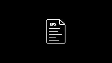 White EPS File Document Icon on a Black Background symbol