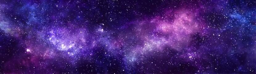 Obraz premium Stunning purple and blue galaxy with dense star clusters and cosmic dust, deep space exploration background, cosmic wonder and astronomy art.