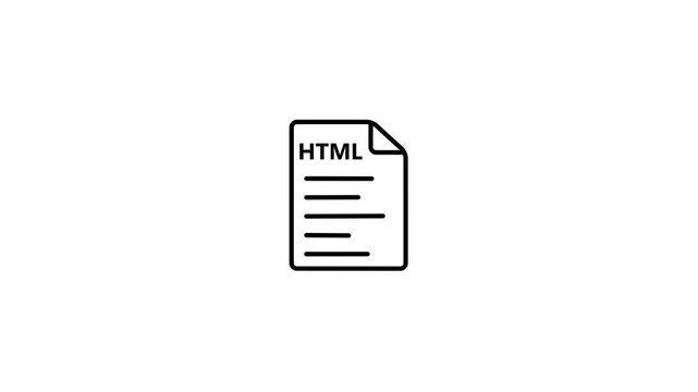 Simple Black Outline Icon of an HTML Document with Lines of Text on a White Background HTML file