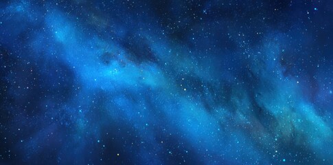 Fototapeta premium Mesmerizing blue nebula with scattered stars and glowing cosmic clouds, immersive deep space background, astronomy and space art concept.