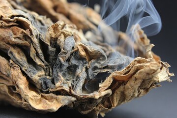 Dried Plant Fragment With Smoke