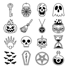 A vector set of black silhouette food icons and symbols for design and illustration