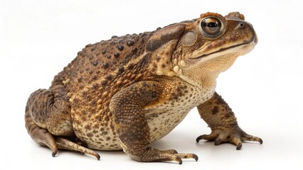 Fototapeta premium Marine Toad with large robust body, bumpy skin, and wide head, isolated on a clean white studio background, realistic amphibian portrait, sharp focus, professional lighting