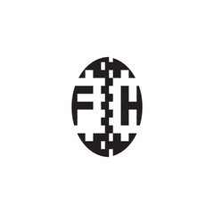 Monogram Initial Alphabet FH Bold Unique Design Pixel Logo Concept Alphabet