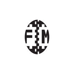 Monogram Initial Alphabet FM Bold Unique Design Pixel Logo Concept Alphabet
