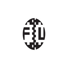 Monogram Initial Alphabet FU Bold Unique Design Pixel Logo Concept Alphabet