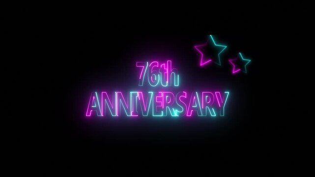 Happy 76th Anniversary Celebration on Black Background, important date, Alpha Channel. Great for greetings, celebrations, events, and gifts.