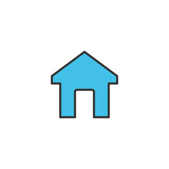 Simple blue house icon design with a minimal style perfect for web, app, and UI elements