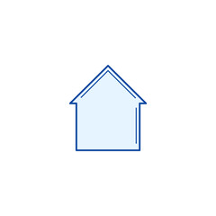 A simple blue house icon representing home, real estate, and property. Perfect for web design