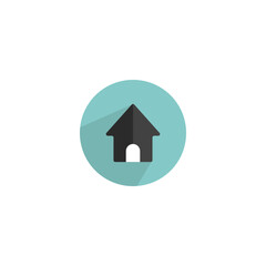 Simple home icon with a shadow effect on a circular teal background