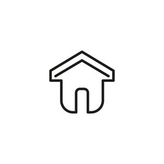Simple Line Art Icon of a House with an Archway, representing home and shelter