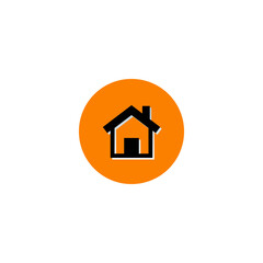 Elegant Home Icon in Orange Circle Modern Symbol for Navigation and Web Design