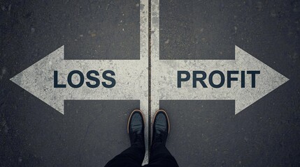 Business Decision Concept: Choosing Between Loss and Profit