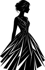 Abstract Sharp-Lined Female Silhouette on White Background