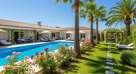 Fototapeta premium Villa with Balcony and Rose Terrace