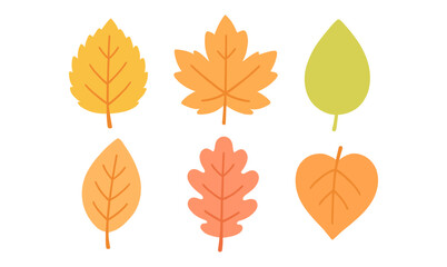 Colorful autumn leaf collection in flat style for seasonal design projects